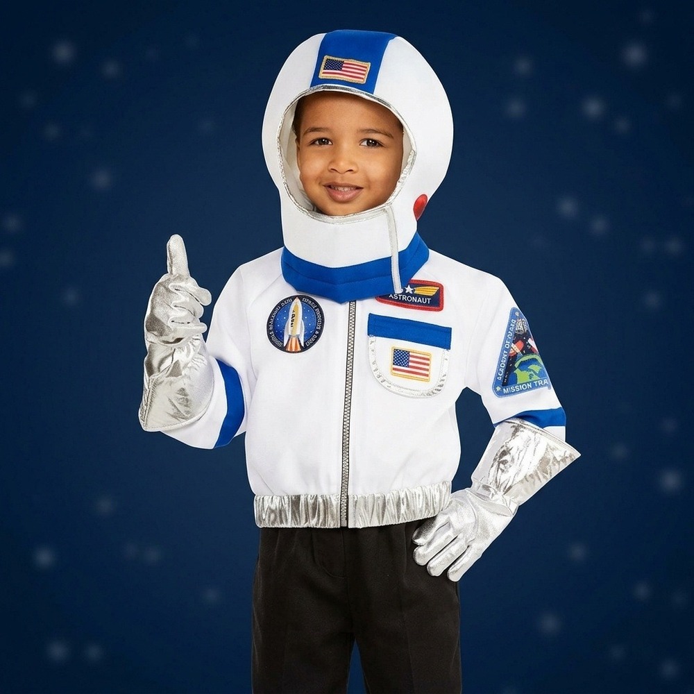 Astronaut Kit Costume Kids Amazing Me! Space Jacket Helmet Flag Halloween Sz 4-6